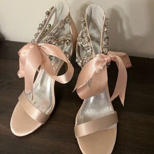 Chic Satin Heels with Crystal Accents